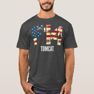F14 Tomcat戦闘機ジェッ動揺してト米国国旗 Tシャツ