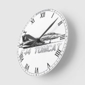 F14 Tomcat VF-103 Jolly Rogers -スケッチ時計 ラウンド壁時計 (傾斜)