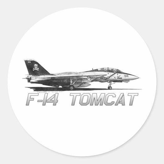 F14 Tomcat VF-103 Jolly Rogers -スケッチ ラウンドシール (正面)