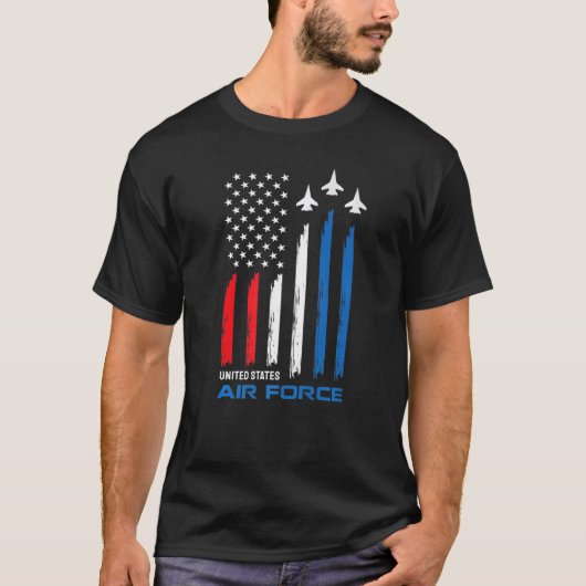 F15イーグル戦闘機ジェットアメリカ国旗の飛行機F15 4O Tシャツ (正面)