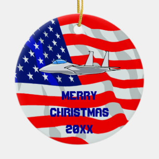 F15イーグル戦闘機ジェット飛んでいる機 セラミックオーナメント