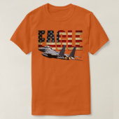 F15イーグル戦闘機飛行機ジェシェールアメリカ国旗 Tシャツ (デザイン正面)