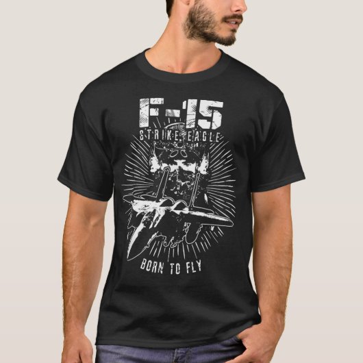 F15ストライクイーグルUSAFジェット戦闘機パイロット Tシャツ (正面)