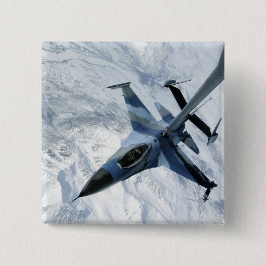 F16の侵略者が陣地に連絡在る 缶バッジ (正面)