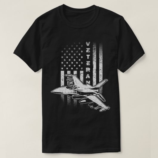 F16ファイタージェット退役軍人パイロットクルー軍隊US Fla Tシャツ (デザイン正面)