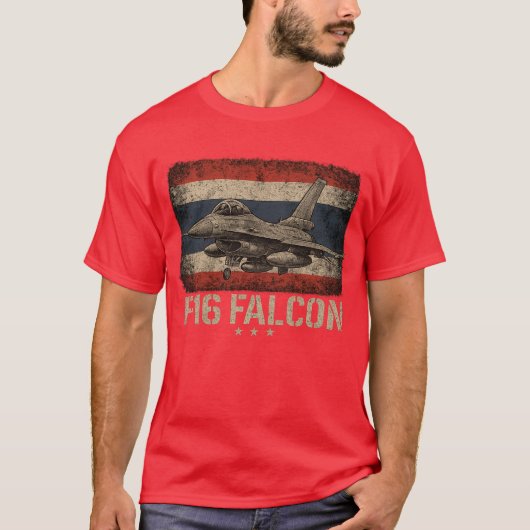 F16 ファルコン ジェット 愛国 ヴィンテージ 航空機 Tシャツ (正面)