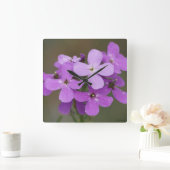 F19紫ワイルドフラワーズロケット スクエア壁時計 (ホーム)