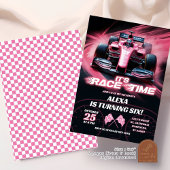F1 ピンク レースカー 誕生日ガール 招待状