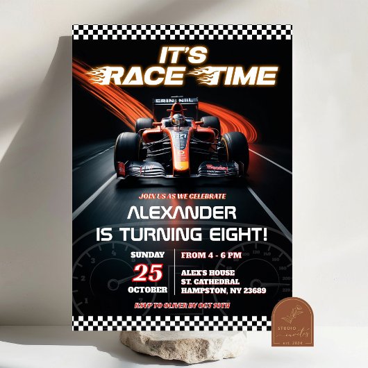 F1 レーシング レッド カー 誕生日 男の子 招待状