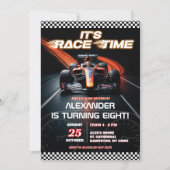F1 レーシング レッド カー 誕生日 男の子 招待状 (正面)