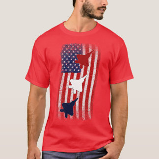 F22 Raptor American国旗7月赤白Blu Tシャツ