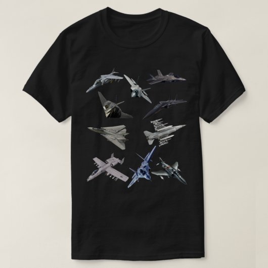 F22 Raptor F18 Hornet F4 Tomcat F35 F15 F16 F117 A Tシャツ (デザイン正面)