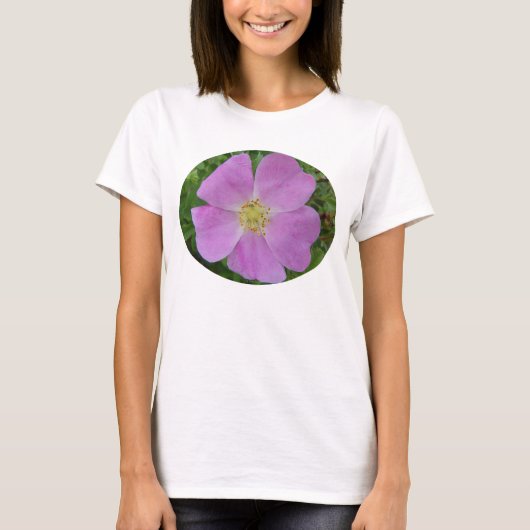 F31w プレーリー ワイルド ローズ "Rosa arkansana" Tシャツ (正面)