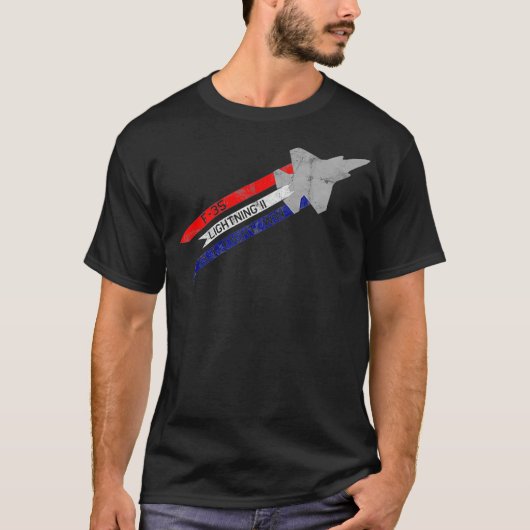 F35稲妻IIジェット戦闘機フライファイト戦勝 Tシャツ (正面)