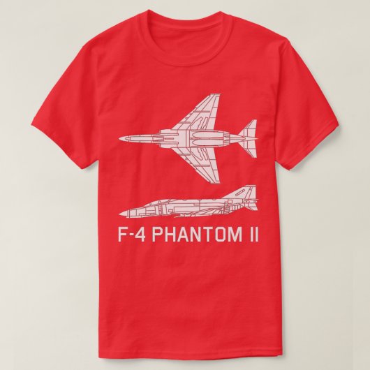F4ファントムIIジェット戦闘機ボマー飛行機シルエット Tシャツ (デザイン正面)
