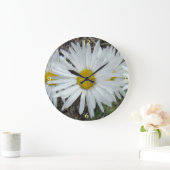 F42白ワイルドフラワースムースアスター ラージ壁時計 (ホーム)