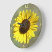 F47黄色の野草一般的な年間ひまわり ラージ壁時計 (傾斜)