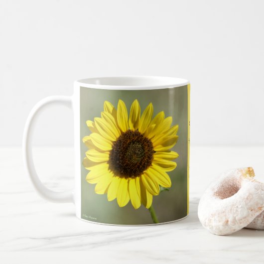 F47 イエロー ワイルドフラワー コモン アニュアル ヒマワリ コーヒーマグカップ (ドーナツ)