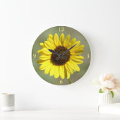 F47 黄色野花 一般的な一年生植物の太陽の花 ラージ壁時計 (ホーム)