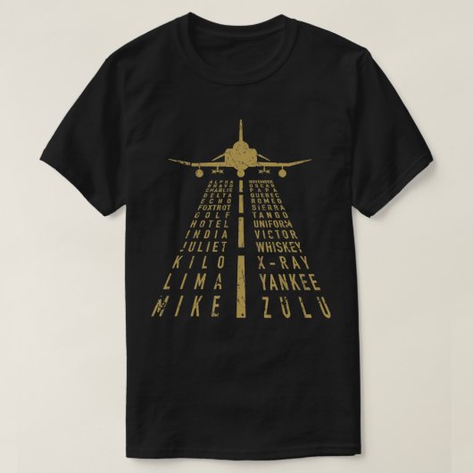 F4 Phantom II 動揺して De付き音声アルファベット Tシャツ (デザイン正面)
