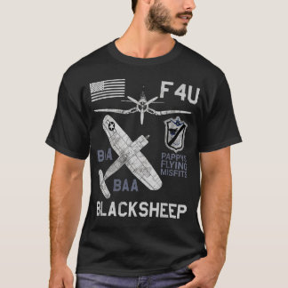 F4Uブラックシープ第2次世界大戦ファイター飛行機Tシャツ Tシャツ