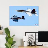 F4U CORSAIRおよびF/A-18F HORNET すごい ポスター (ホームオフィス)