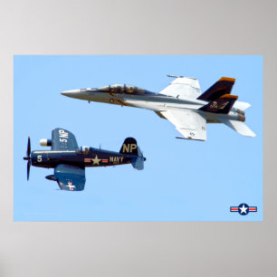 F4U CORSAIRおよびF/A-18F HORNET すごい ポスター