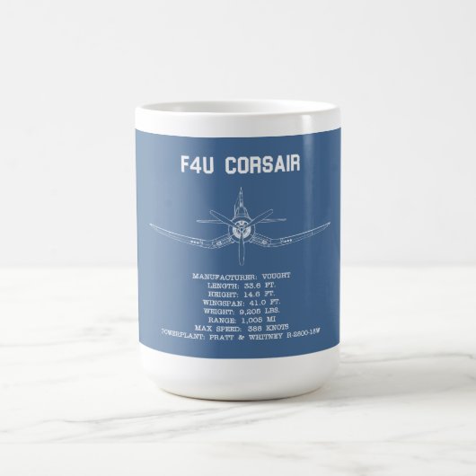 F4U CORSAIR STATS BLUEPRINT MUG コーヒーマグカップ (中央)