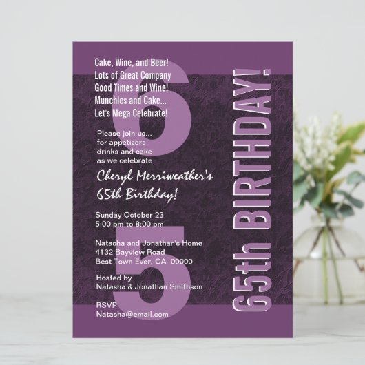 F530のモダンための65歳の誕生日パーティー 招待状 (スタンド正面)