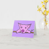 F6 – かわいい豚のノートカード カード (黄色い花)