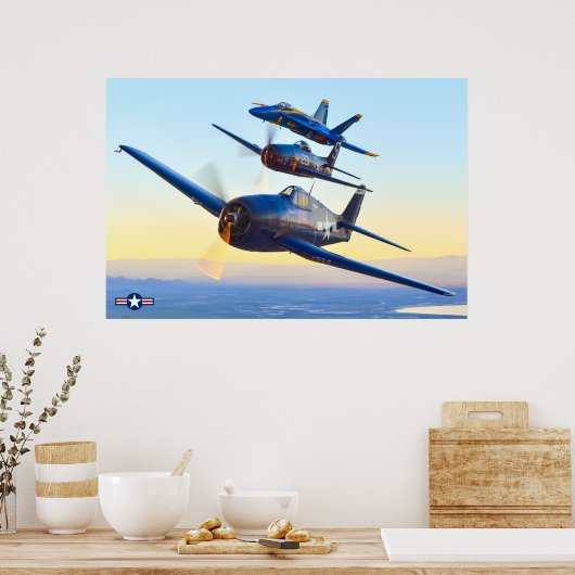 F6F HELLCAT、F8F BEARCATおよびF/A-18C HORNET ポスター (キッチン)