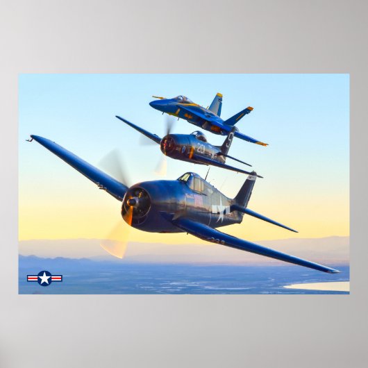 F6F HELLCAT、F8F BEARCATおよびF/A-18C HORNET ポスター (正面)
