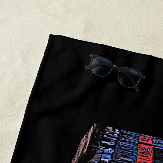 F7オレンジ色のディーゼル機関車 – 名前の追加 ビーチタオル (インサイチュ)