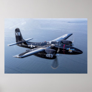 F7F Tigercat 'Bad子猫" over the Puget sound ポスター