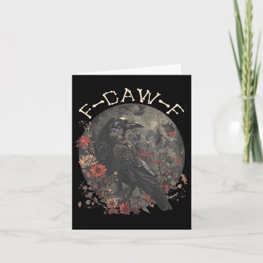 F おもしろい Caw F Raven鳥ことわざグラフィック カード (正面)