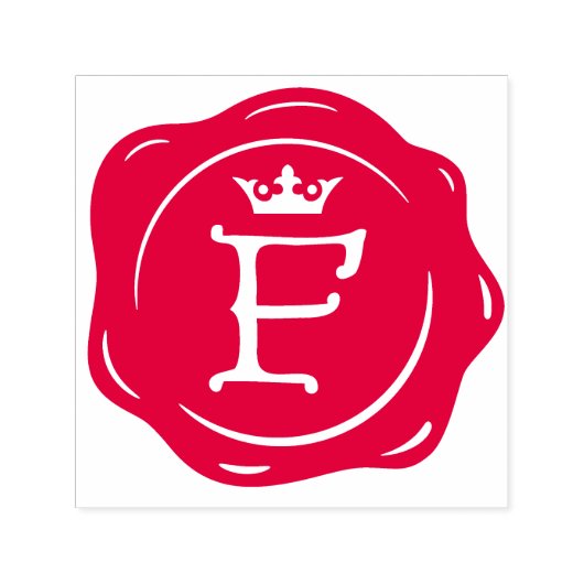 F -アンティークワックスシールゴシック王冠イニシャル文字 セルフインキングスタンプ (デザイン)