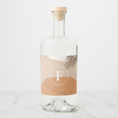 F -イニシャルモノグラム文字F抽象デザイン リキュールボトルラベル (正面)