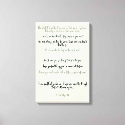 F・スコット・フィッツジェラルドの価値は キャンバスプリント (正面)
