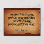 F.スコット・フィッツジェラルド感動的引用文「書」 ポストカード (正面)