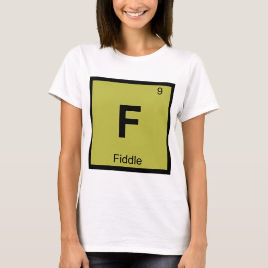 F - バイオリン音楽化学周期表 Tシャツ (正面)