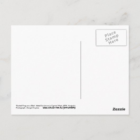 F.バイクに乗った興奮したカエル ポストカード (裏面)