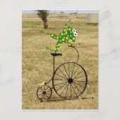 F.バイクに乗った興奮したカエル ポストカード (正面)