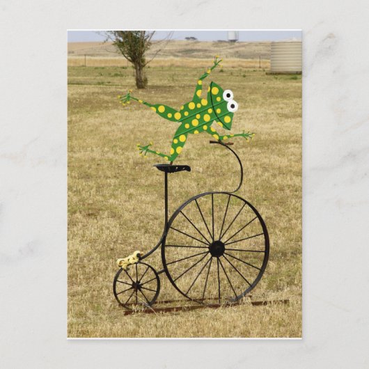 F.バイクに乗った興奮したカエル ポストカード (正面)