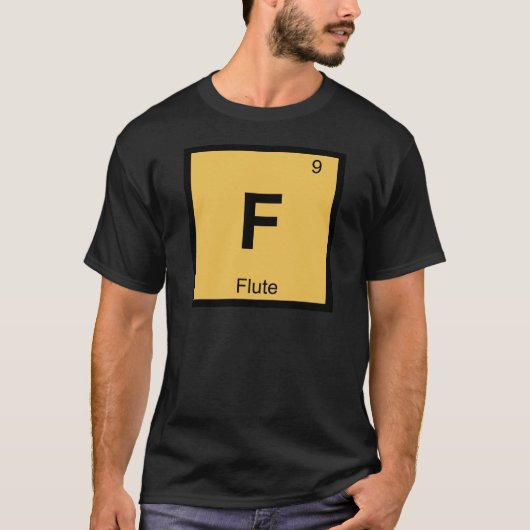 F -フルート音楽化学の周期表記号 Tシャツ (正面)