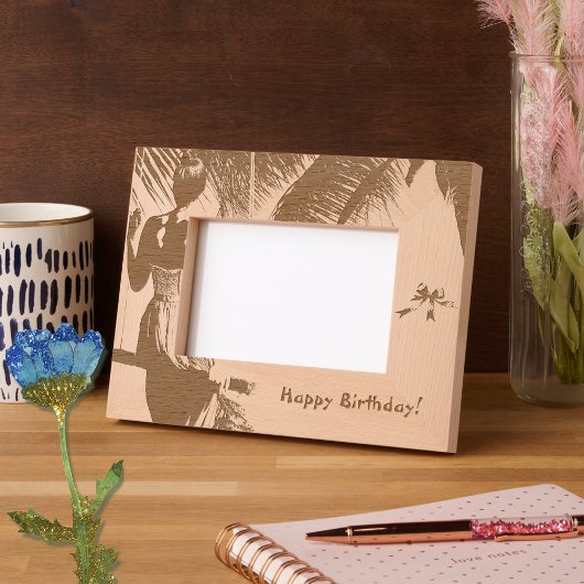 F.ブランコに乗った女性 レーザー彫刻フレーム