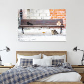 F.ベンチに座って猫を3匹 キャンバスプリント (インサイチュ (寝室))