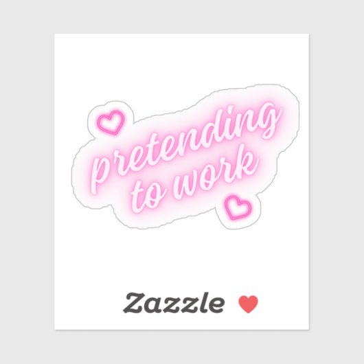 F.仕事中のフリ | ピンクハートネオンキュートおもしろい シール (シート)