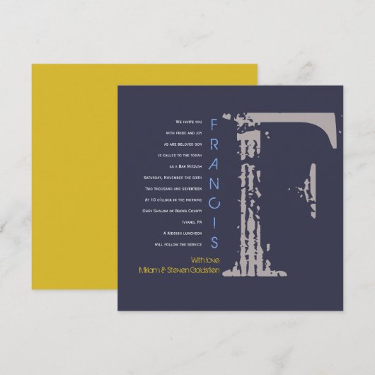 F 初回コレクション バット・ミツバ・招待状 招待状 (正面/裏面)
