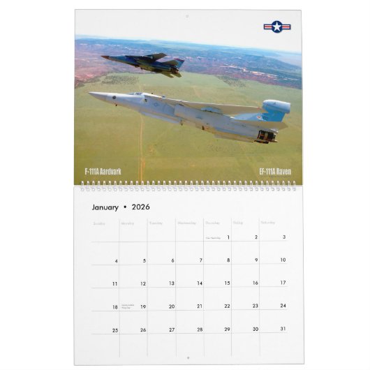 F-111アードバルク カレンダー (1月 2026)