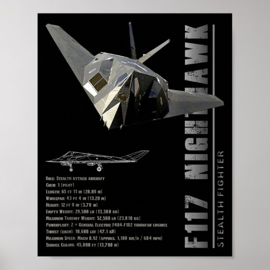 F-117 ナイトホーク ステルス戦闘機仕様 ポスター (正面)